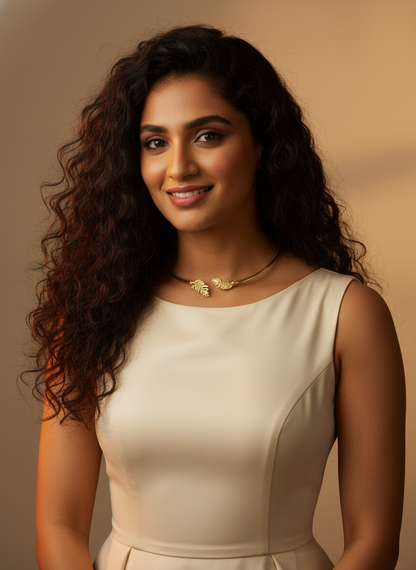 Vanasri Leaf 18K Gold-Plated Brass Hasli Necklace