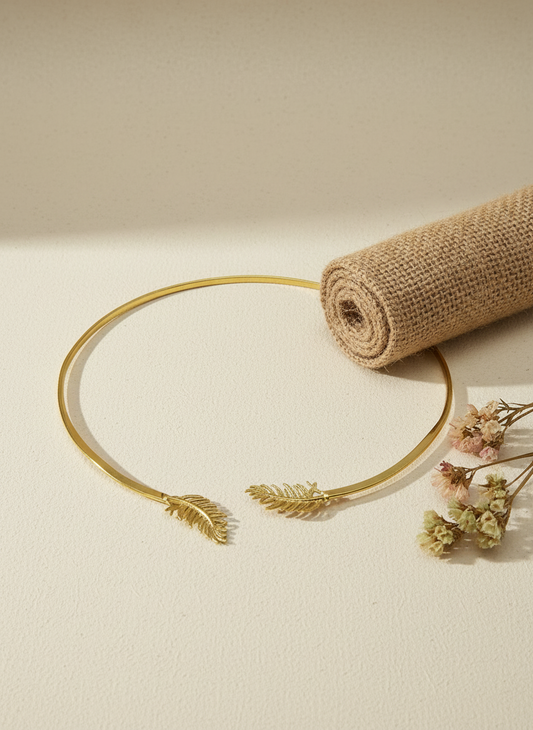 Vanasri Leaf 18K Gold-Plated Brass Hasli Necklace