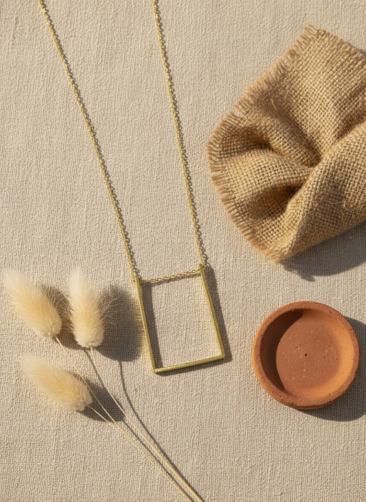 Ayatika Frame 18K Gold Plated Brass Necklace