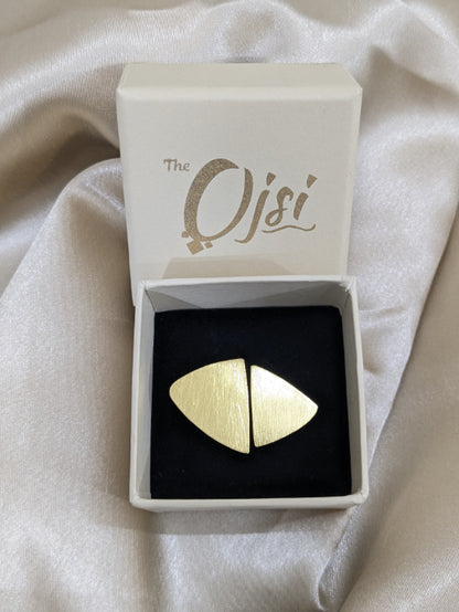 Brass Duo Triads Ring adjustable and gold plated