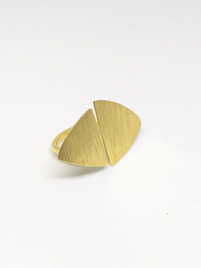 Brass Duo Triads Ring adjustable and gold plated