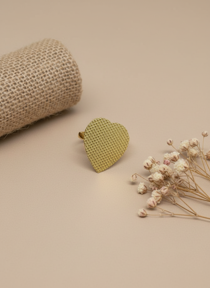 Hridaysi Heart 18K Gold-Plated Brass Ring