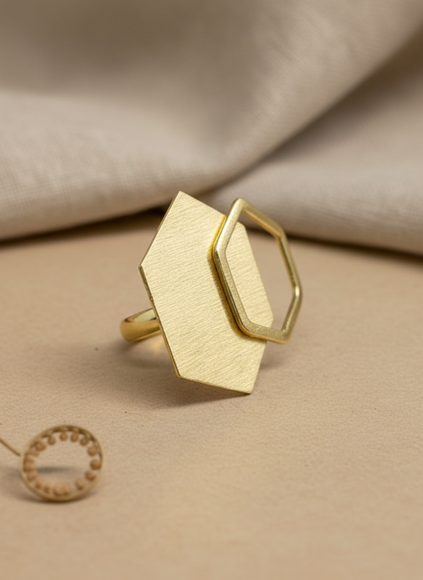 Triksha Hexa 18K Gold-Plated Brass Ring