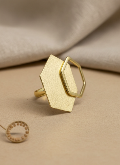 Triksha Hexa 18K Gold-Plated Brass Ring
