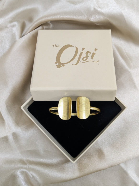 Twin Petals cuff bracelet in Brass with gold plating