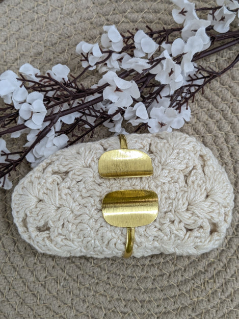 Twin Petals cuff bracelet in Brass with gold plating