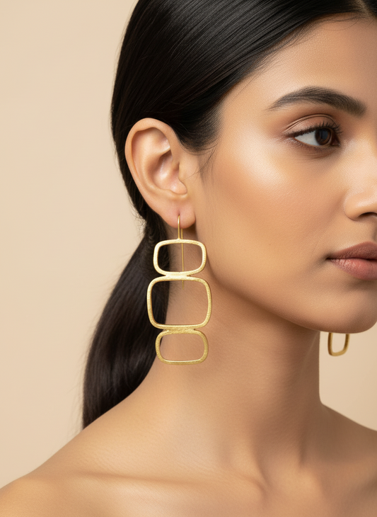 Trikaya Shape 18K Gold-Plated Brass Earrings