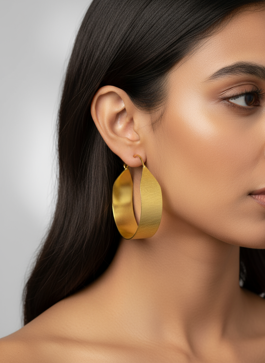 Raaga Curve 18K Gold-Plated Brass Hoop Earrings