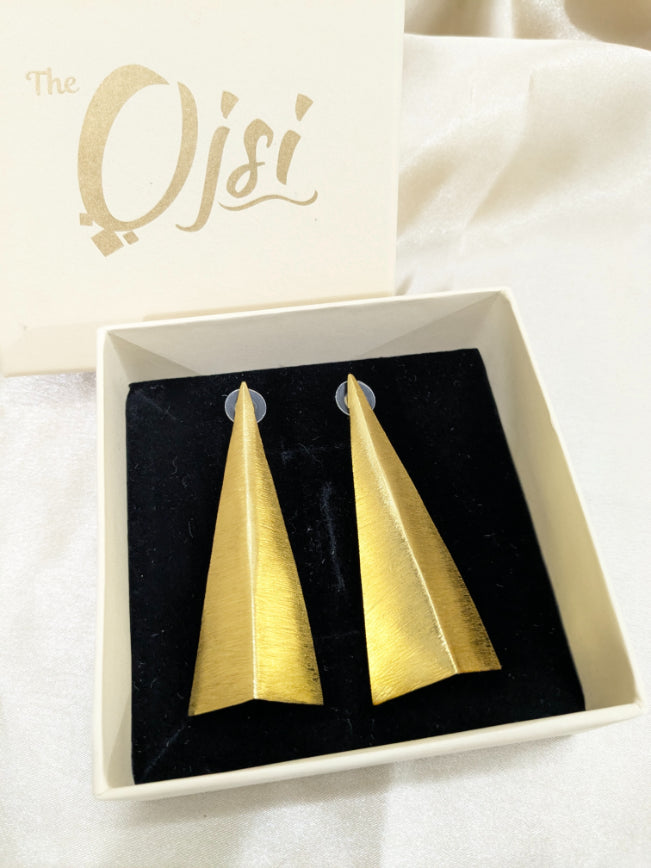Brass gold plated Prism Stud Earrings