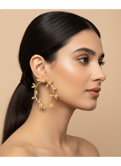 Vanika Leaf 18K Gold-Plated Brass Earrings