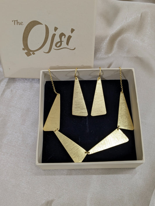 Golden Prism Brass Necklace Set