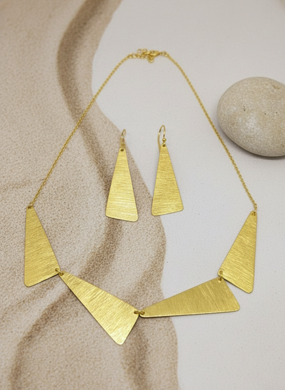 Shakti Golden Triangle 18K Gold-Plated Brass Necklace Set