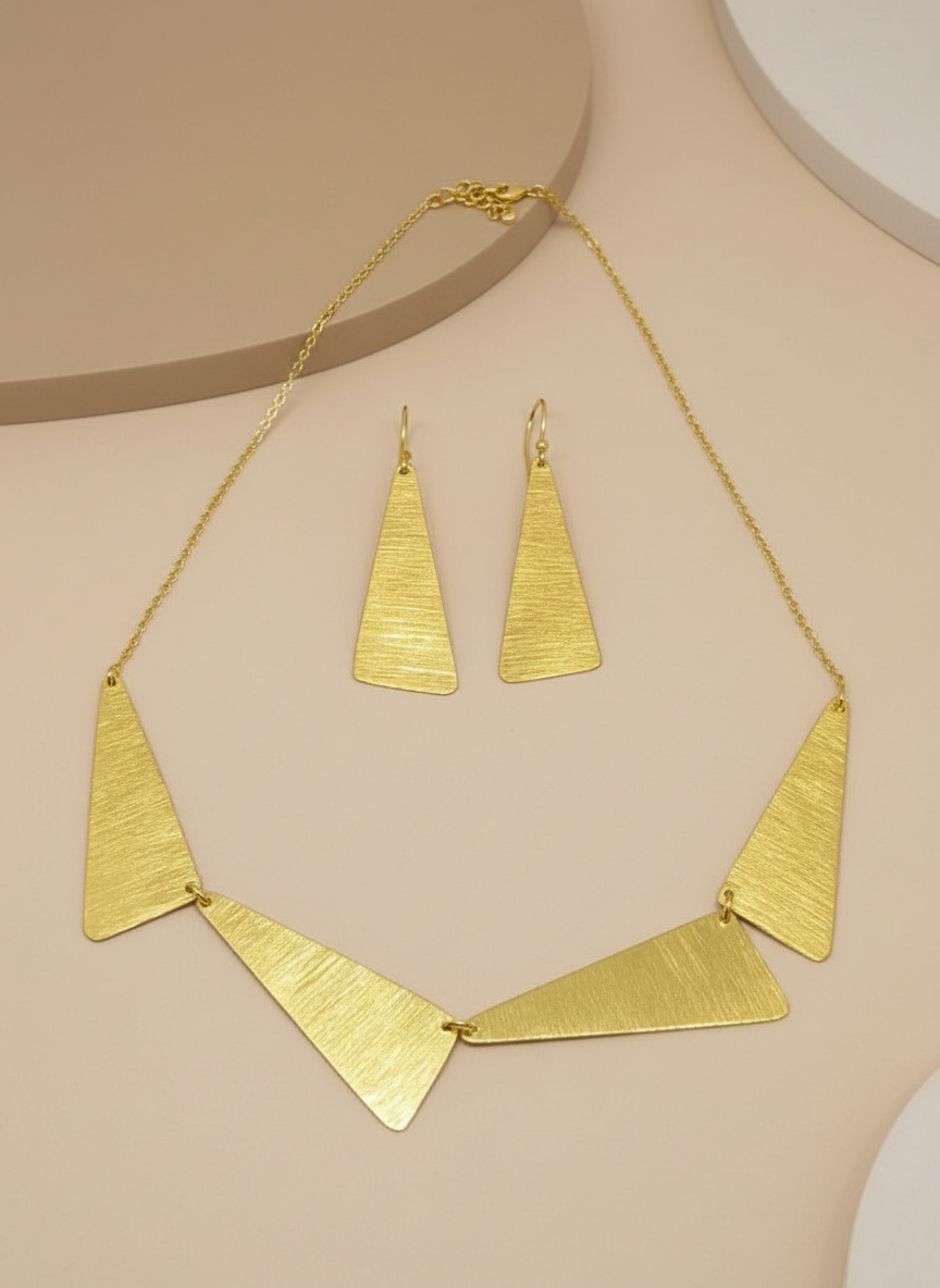 Shakti Golden Triangle 18K Gold-Plated Brass Necklace Set