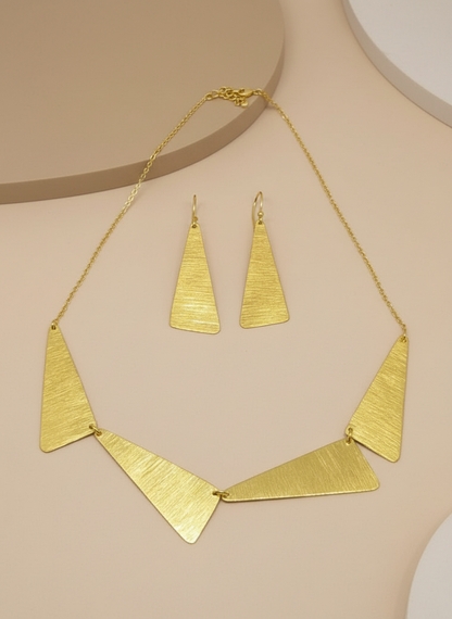 Shakti Golden Triangle 18K Gold-Plated Brass Necklace Set