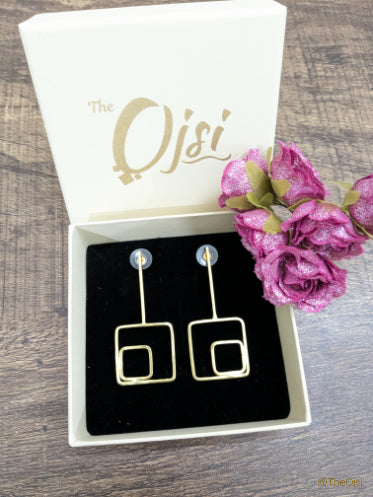 Golden Nexus Drop Brass earrings