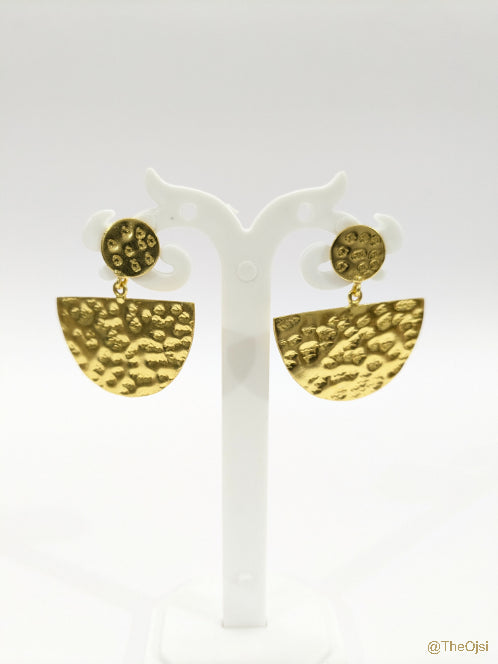 Golden Eclipse danglers brass stud earrings