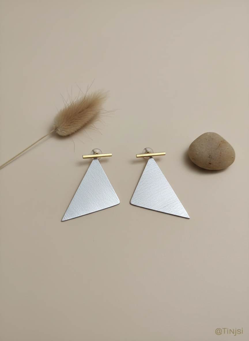 Trikonika Triangular 18K Gold-Plated Brass stud earrings