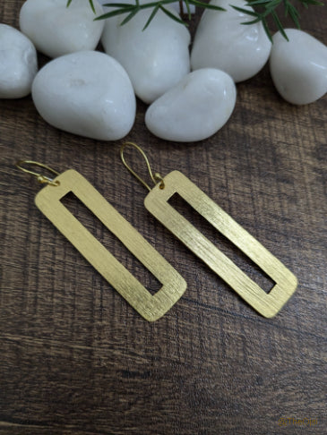 Golden Frame Dangles Brass earrings