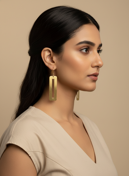 Ayatika Rectangular 18K Gold-Plated brass earrings