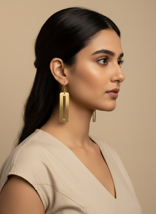 Ayatika Rectangular 18K Gold-Plated brass earrings