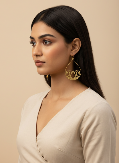 Padmika Lotus 18K Gold-Plated brass earrings