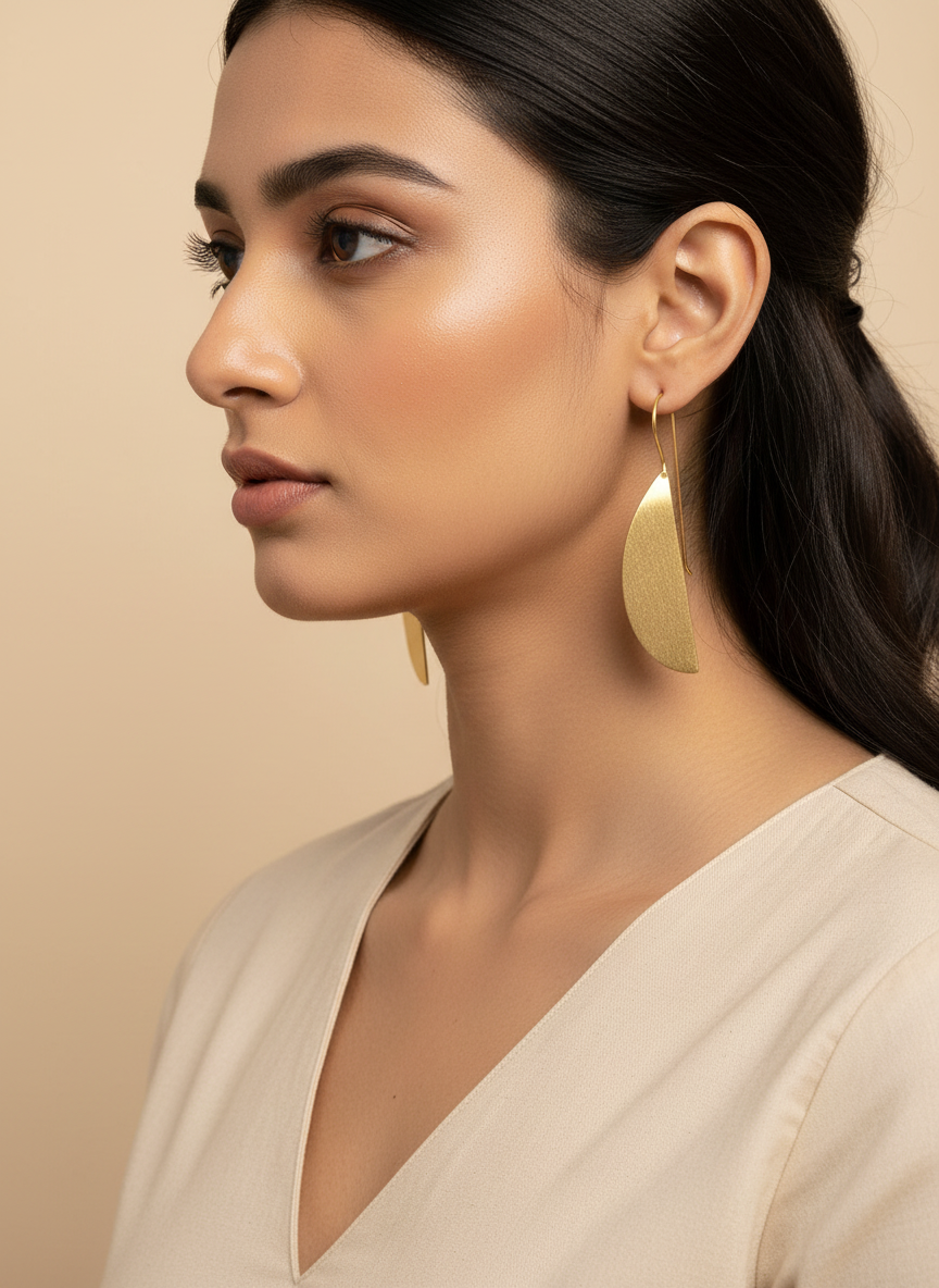 Ardhika Half Moon 18K Gold-Plated Brass Earrings