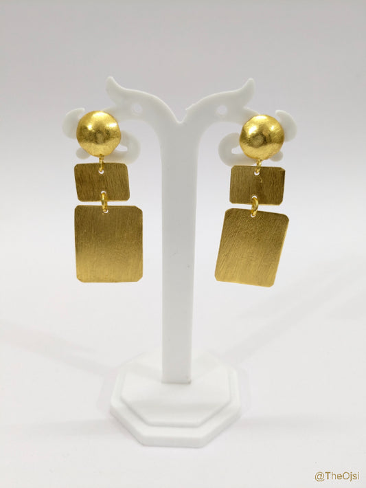 Gilded Harmony Danglers brass stud earrings