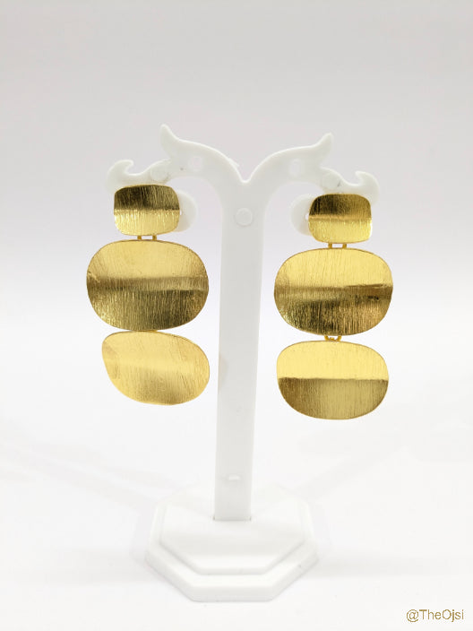 Luminous layers brass earrings