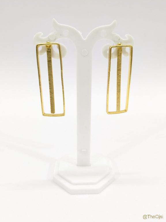 Radiant Rectangle Drops brass dual look stud earrings