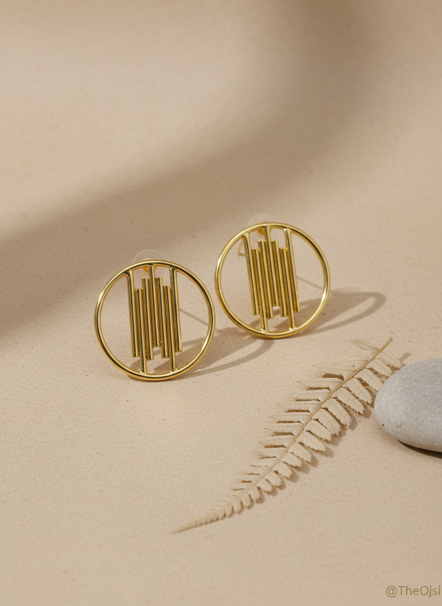 Dhvani heartbeat 18K Gold-Plated brass stud earrings