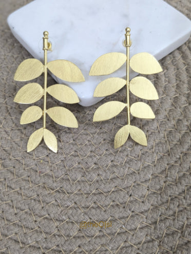Golden Leaves brass stud earrings
