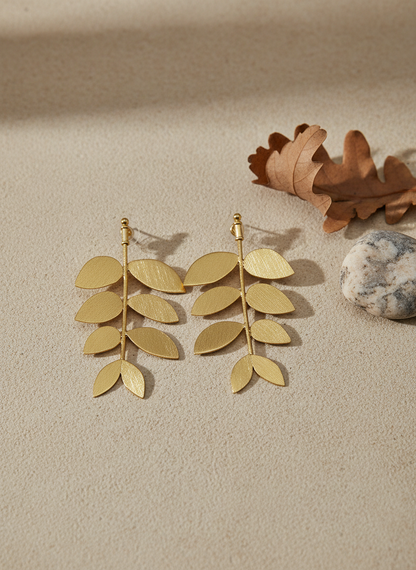 Pallavika Leafy 18K Gold-Plated brass stud earrings
