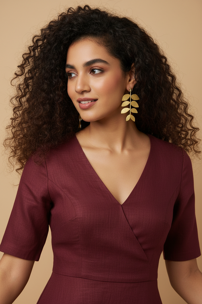 Pallavika Leafy 18K Gold-Plated brass stud earrings