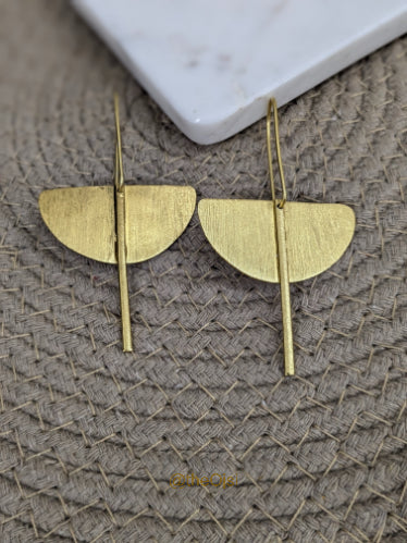 Golden Crescent Drops brass stud earrings