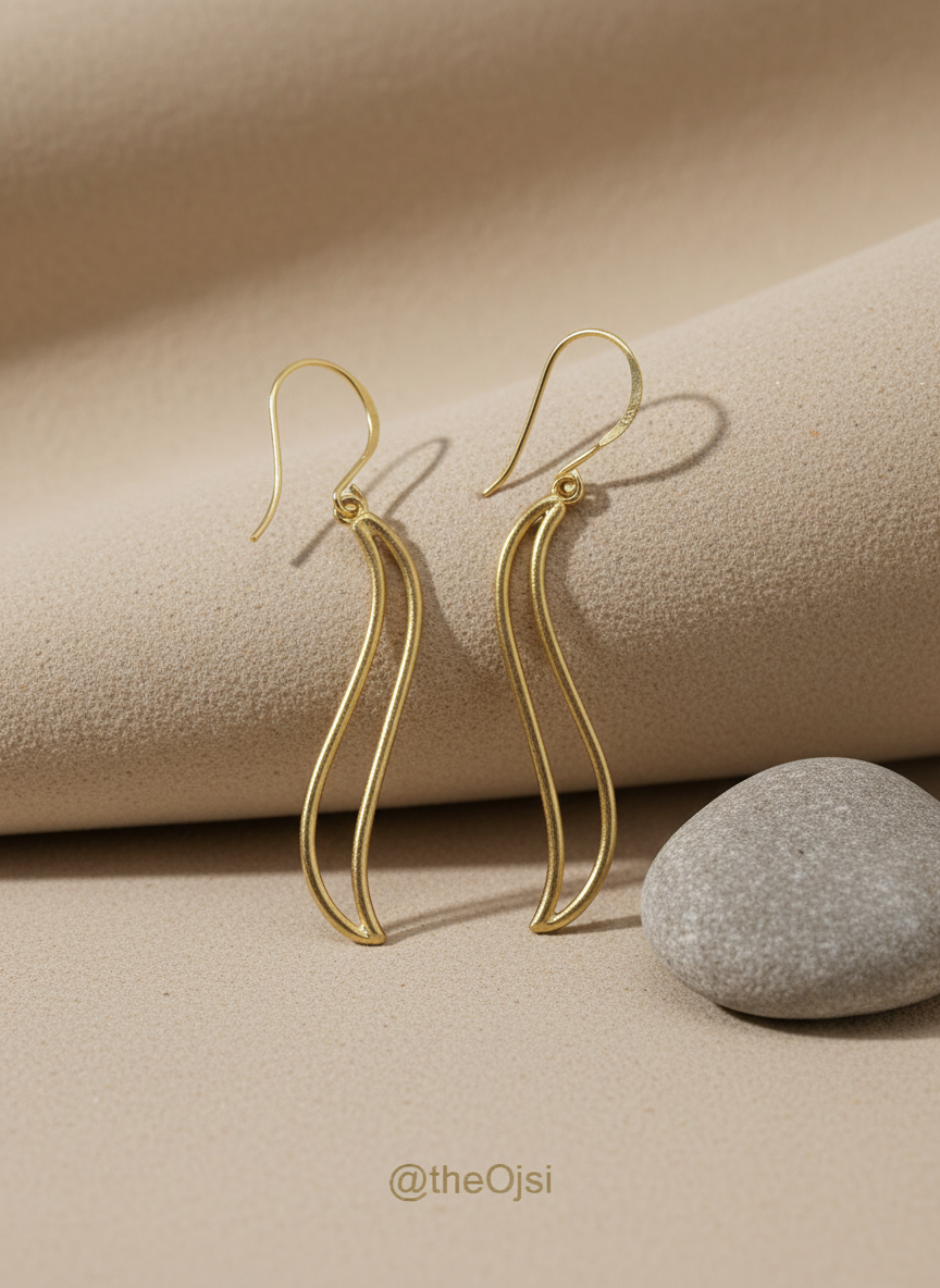 Urmi Golden Waves 18K Gold-plated brass earrings