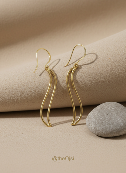 Urmi Golden Waves 18K Gold-plated brass earrings