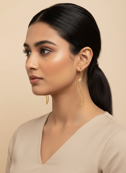 Urmi Golden Waves 18K Gold-plated brass earrings