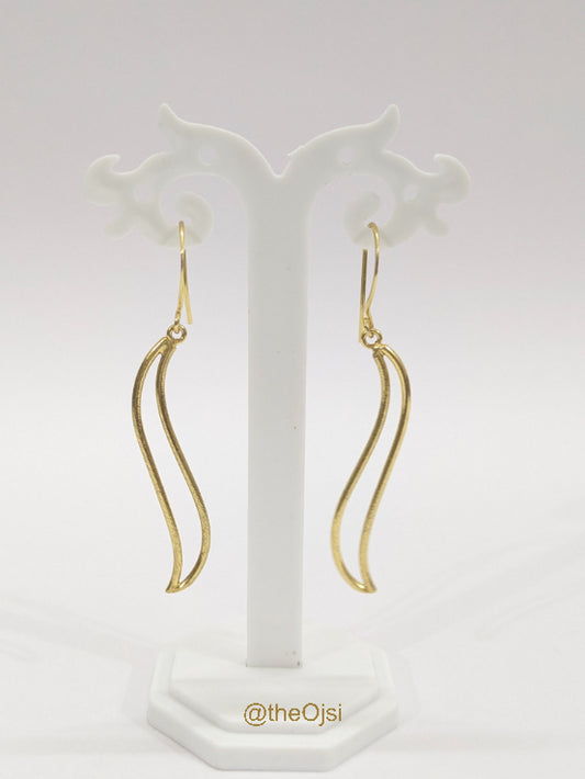 Golden waves brass dangler earrings