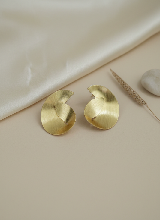 Vartuli Swirl 18K Gold-Plated brass stud earrings