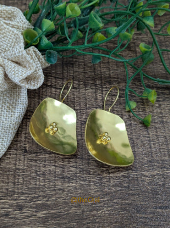 Golden Bloom Drops brass dangler earrings