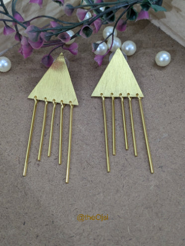 Golden Cascade Triangles brass stud earrings