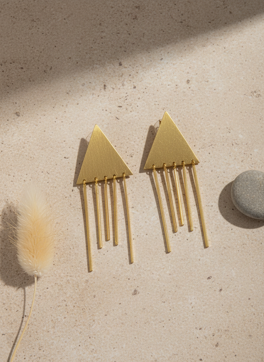 Trinashi Traingular 18K Gold-Plated Brass Earrings