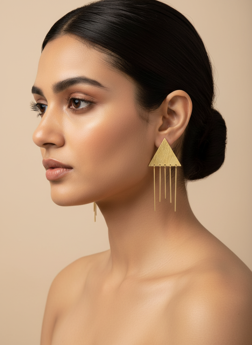 Trinashi Traingular 18K Gold-Plated Brass Earrings