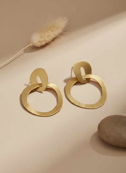 Vritika Loop Elegance brass stud earrings