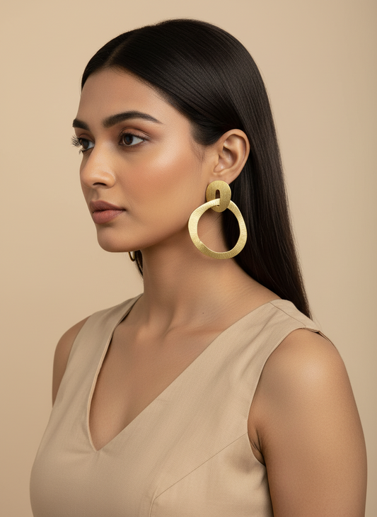 Vritika Loop Elegance brass stud earrings