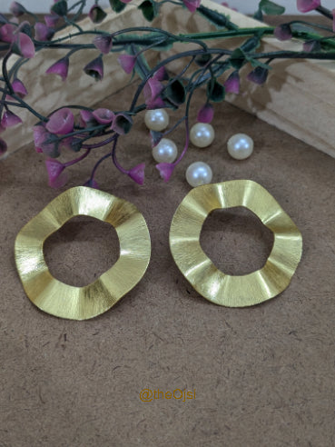 Golden Eclipse brass stud earring