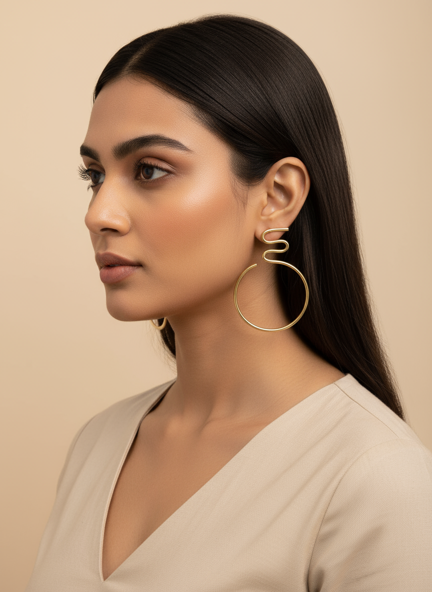 Tarangni Wave 18K Gold-Palted brass Stud earrings