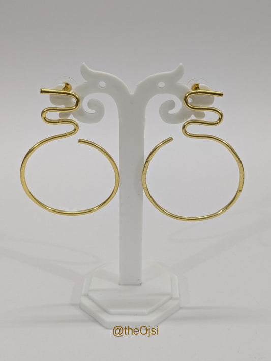 Serpent Hoop brass earrings