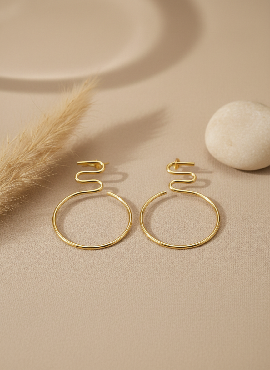 Tarangni Wave 18K Gold-Palted brass Stud earrings