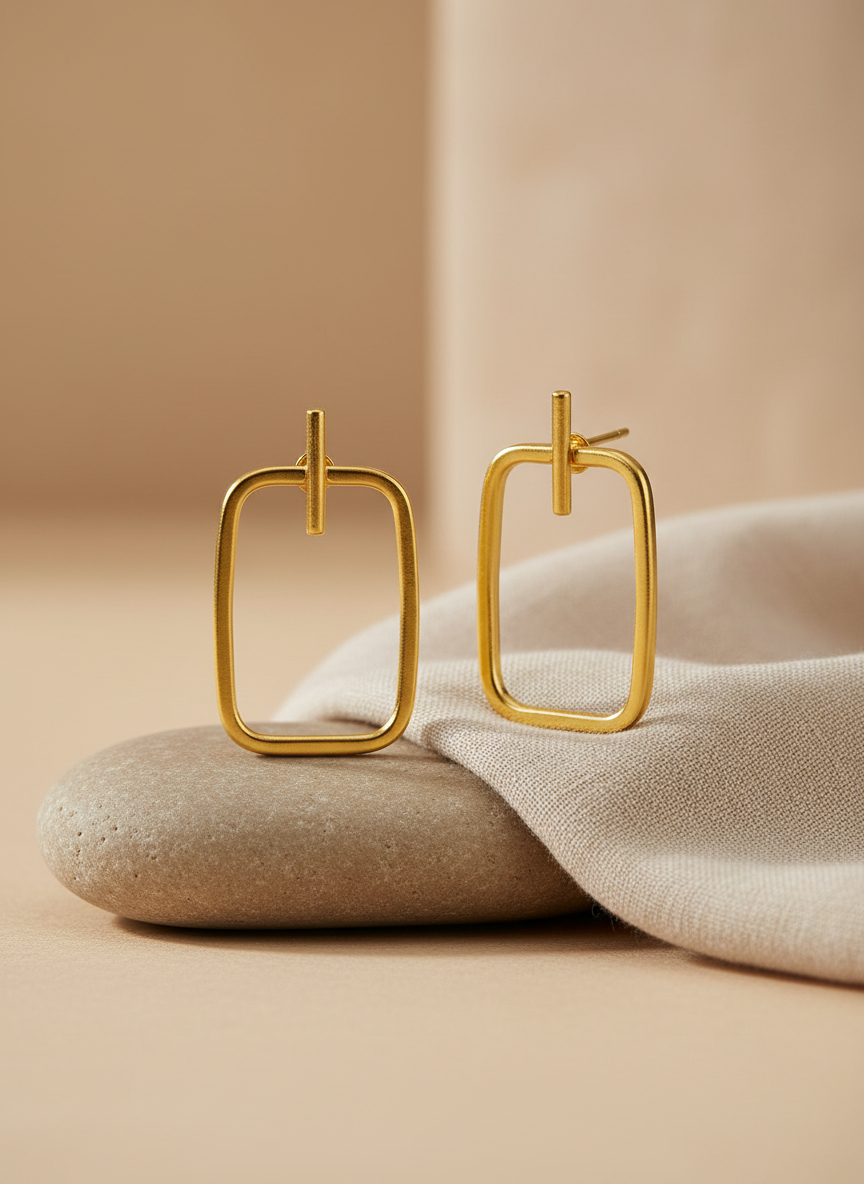 Svarnima Golden Rectangle 18K Gold-Plated brass earrings